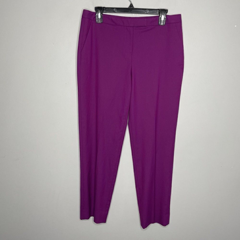 CLASSIQUES ENTIER Womens Flat-Front Tapered Dress Pants Purple Stretch Sz 6